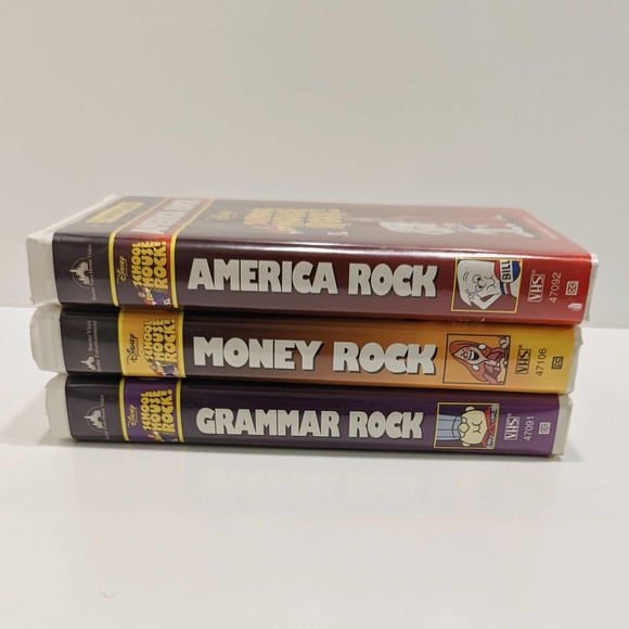School House Rock, 3 VHS Lot (America Rock, Money Rock, Grammar Rock) - Disney - Picture 1 of 8